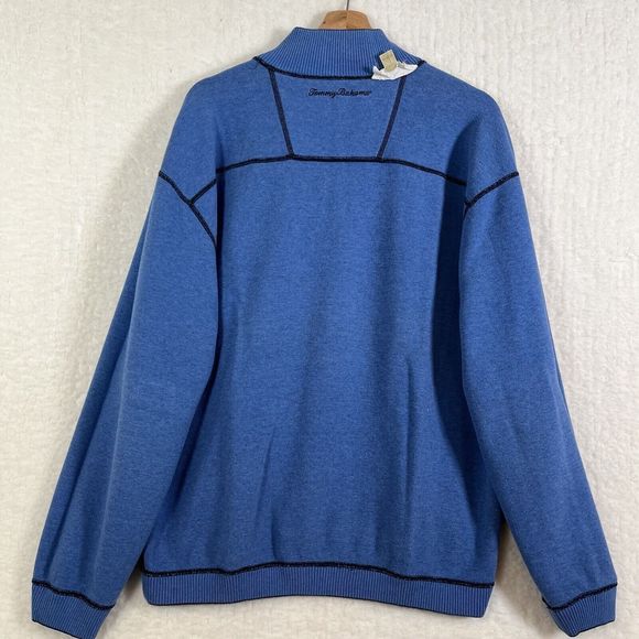 Tommy Bahama Navy Blue & Blue 1/4 Zip Reversible Pullover Long Sleeve Sweater L - Picture 6 of 8